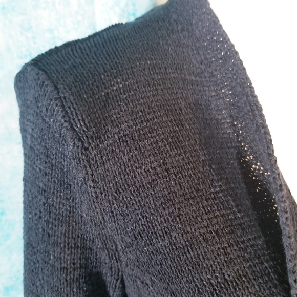 LOFT Black Knit Open Drape Cardigan Sweater - Picture 13 of 14